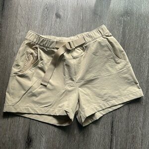 Outdoor Voices RecTrek XS tan pull-on hiking shorts